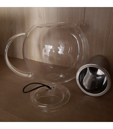 Théière verre familiale 1.5 Litre avec filtre inox